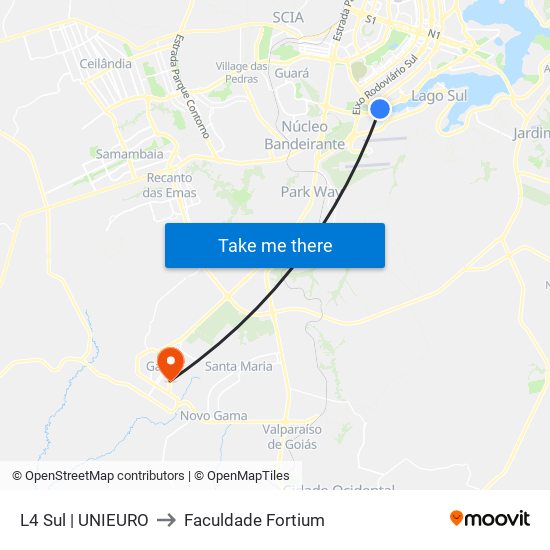 L4 Sul | UNIEURO to Faculdade Fortium map