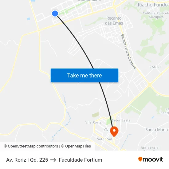 Av. Roriz | Qd. 225 to Faculdade Fortium map