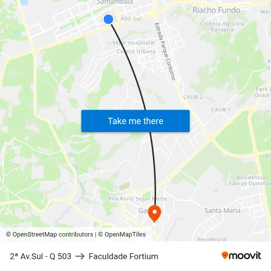 2ª Av.Sul - Q 503 to Faculdade Fortium map