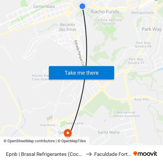 Epnb | Brasal Refrigerantes (Coca-Cola) to Faculdade Fortium map