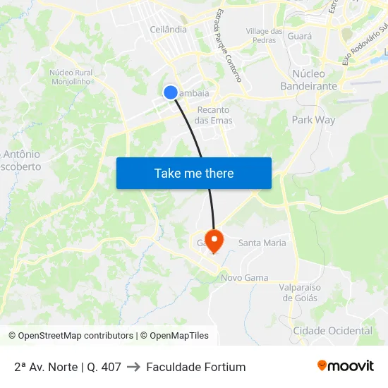 2ª Av. Norte | Q. 407 to Faculdade Fortium map
