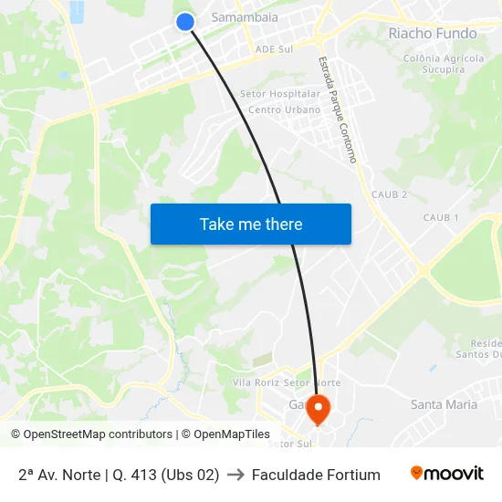 2ª Av. Norte | Q. 413 (Ubs 02) to Faculdade Fortium map