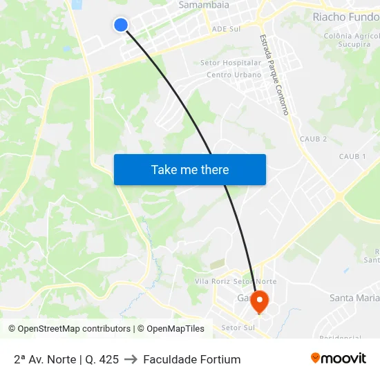 2ª Av. Norte | Q. 425 to Faculdade Fortium map
