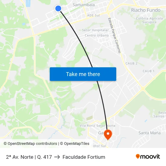 2ª Av. Norte | Q. 417 to Faculdade Fortium map
