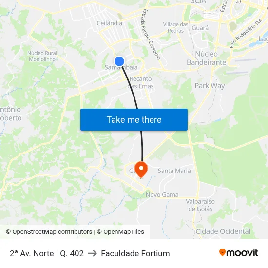 2ª Av. Norte | Q. 402 to Faculdade Fortium map