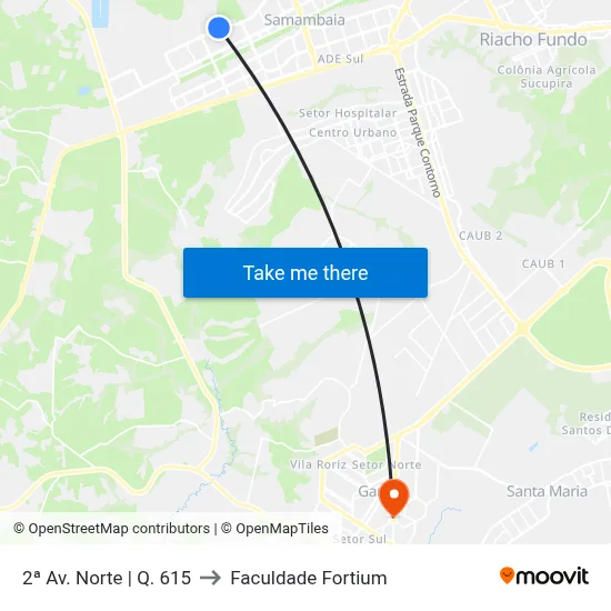 2ª Av. Norte | Q. 615 to Faculdade Fortium map