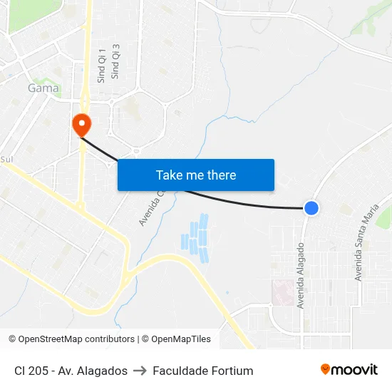 Cl 205 - Av. Alagados to Faculdade Fortium map