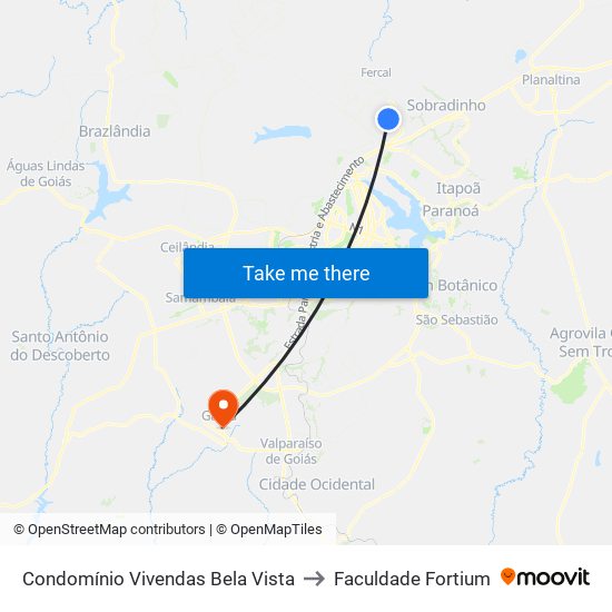 Condomínio  Vivendas Bela Vista to Faculdade Fortium map