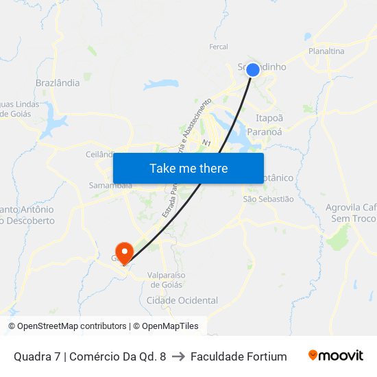 Quadra 7 | Comércio Da Qd. 8 to Faculdade Fortium map