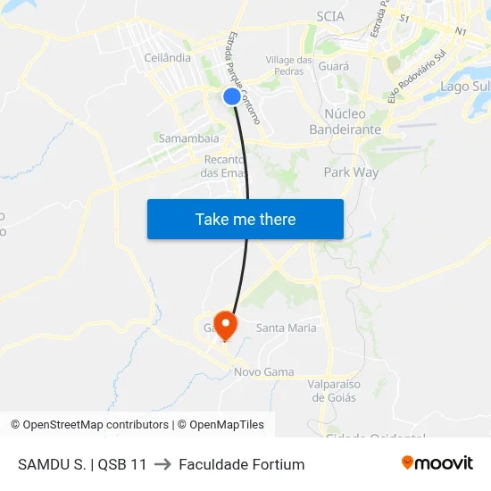 SAMDU S. | QSB 11 to Faculdade Fortium map
