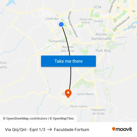 Via Qnj/Qnl - Eqnl 1/3 to Faculdade Fortium map