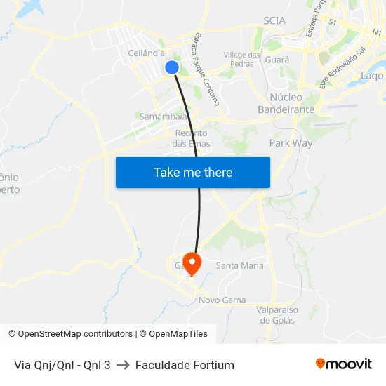 Via Qnj/Qnl - Qnl 3 to Faculdade Fortium map