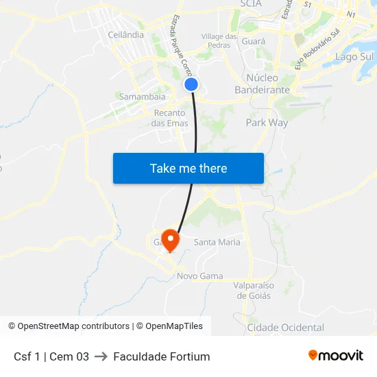 Csf 1 | Cem 03 to Faculdade Fortium map