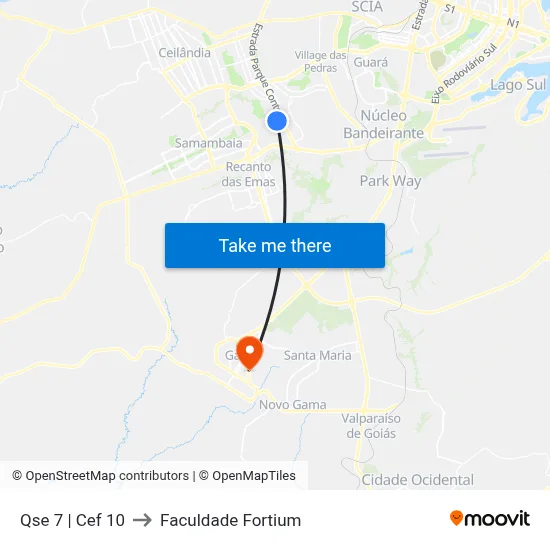 Qse 7 | Cef 10 to Faculdade Fortium map