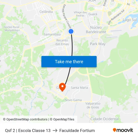 Qsf 2 | Escola Classe 13 to Faculdade Fortium map