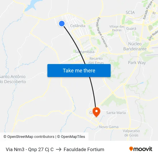 Via Nm3 - Qnp 27 Cj C to Faculdade Fortium map