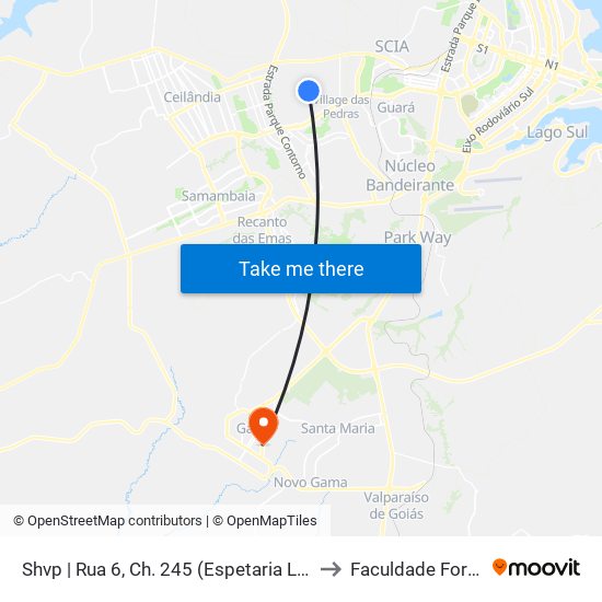 Shvp | Rua 6, Ch. 245 (Espetaria Leninha) to Faculdade Fortium map