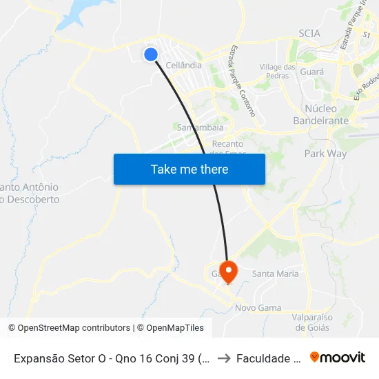 Expansão Setor O - Qno 16 Conj 39 (Superm. Mineirão) to Faculdade Fortium map