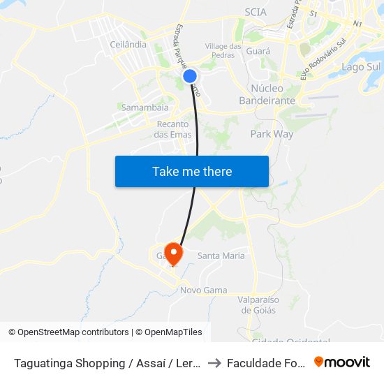 Taguatinga Shopping / Assaí / Leroy Merlin to Faculdade Fortium map