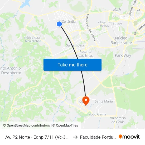 Av. P2 Norte - Eqnp 7/11 (Vc-311) to Faculdade Fortium map