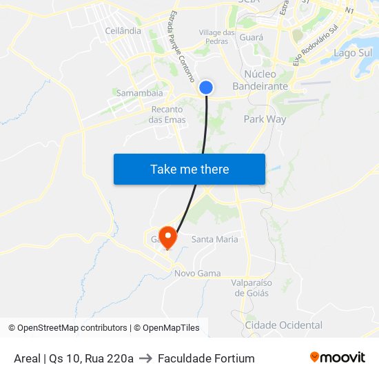 Areal | Qs 10, Rua 220a to Faculdade Fortium map