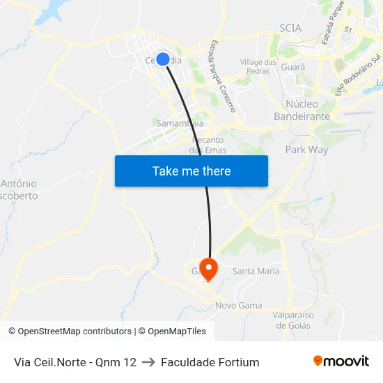 Via Ceil.Norte - Qnm 12 to Faculdade Fortium map