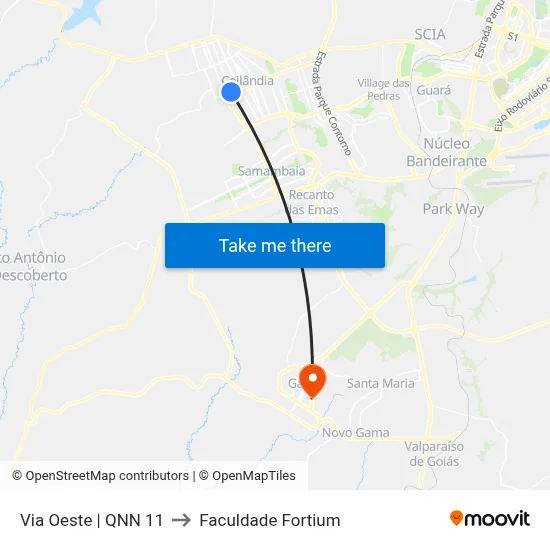 Via Oeste | QNN 11 to Faculdade Fortium map
