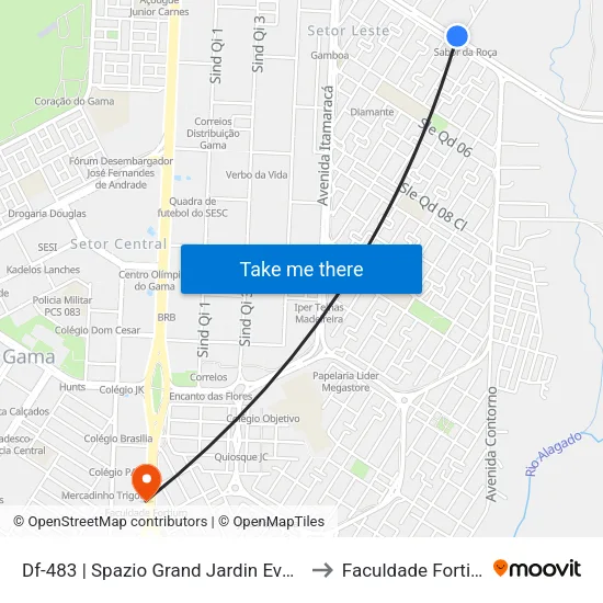Df-483 | Spazio Grand Jardin Eventos to Faculdade Fortium map