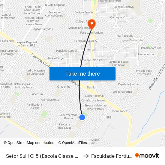 Setor Sul | Cl 5 (Escola Classe 18) to Faculdade Fortium map