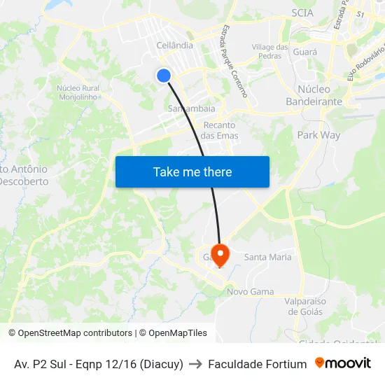 Av. P2 Sul - Eqnp 12/16 (Diacuy) to Faculdade Fortium map