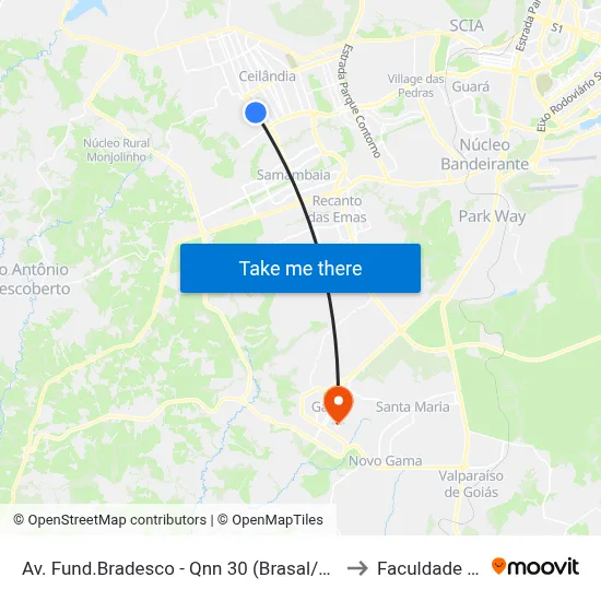 Av. Fund.Bradesco - Qnn 30 (Brasal/Atacadão Dia A Dia) to Faculdade Fortium map