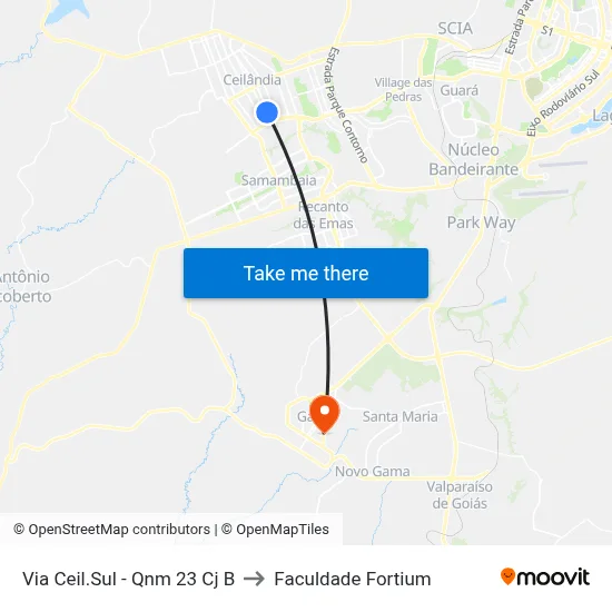 Via Ceil.Sul - Qnm 23 Cj B to Faculdade Fortium map