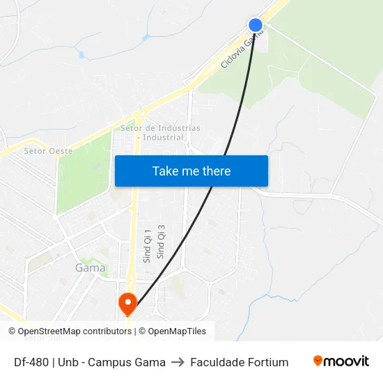 Df-480 | Unb - Campus Gama to Faculdade Fortium map