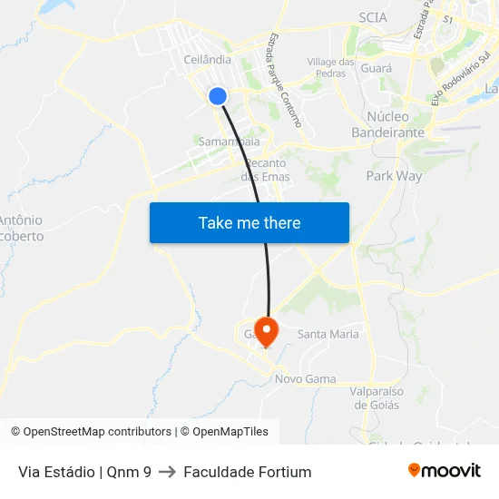 Via Estádio | Qnm 9 to Faculdade Fortium map