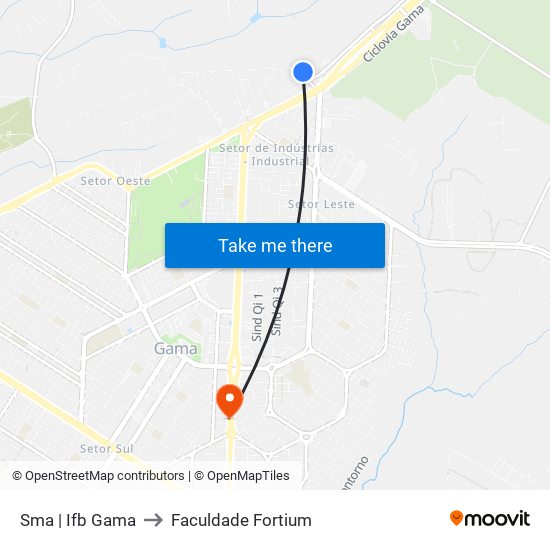 Sma | Ifb Gama to Faculdade Fortium map