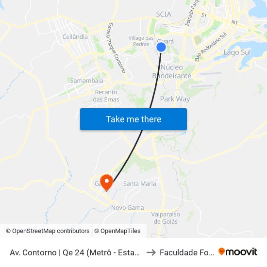 Av. Contorno | Qe 24 (Metrô - Estação Guará) to Faculdade Fortium map