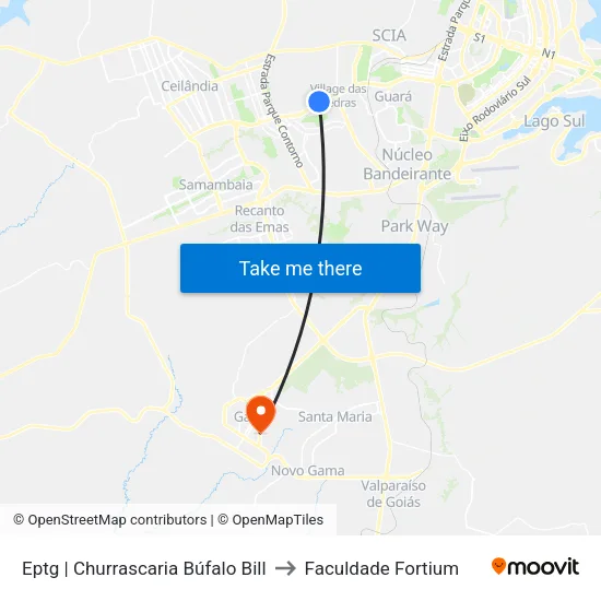 Eptg | Churrascaria Búfalo Bill to Faculdade Fortium map