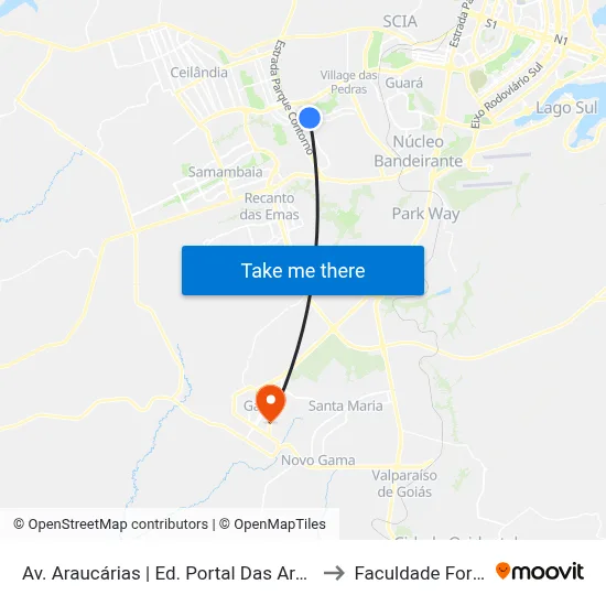 Av. Araucárias | Ed. Portal Das Araucárias to Faculdade Fortium map