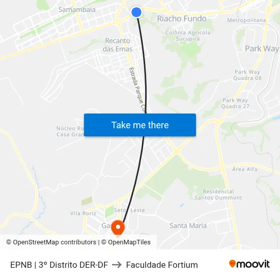 EPNB | 3º Distrito DER-DF to Faculdade Fortium map