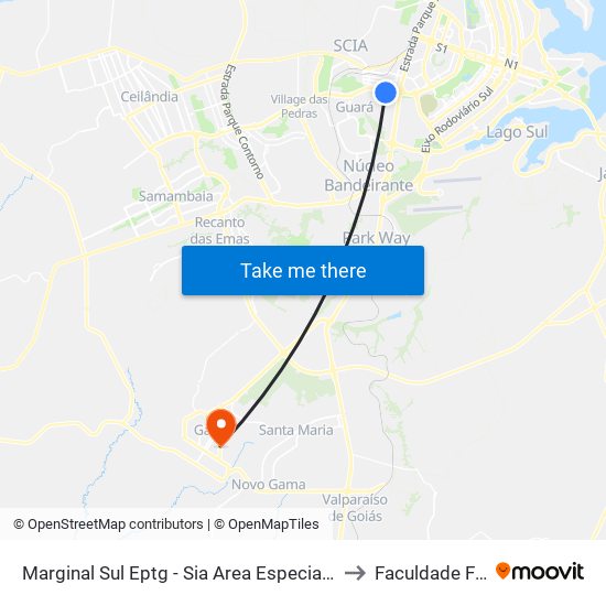 Marginal Sul Eptg - Sia Area Especial Próximo À Ceb to Faculdade Fortium map