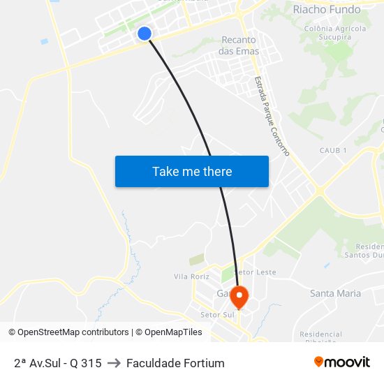 2ª Av.Sul - Q 315 to Faculdade Fortium map