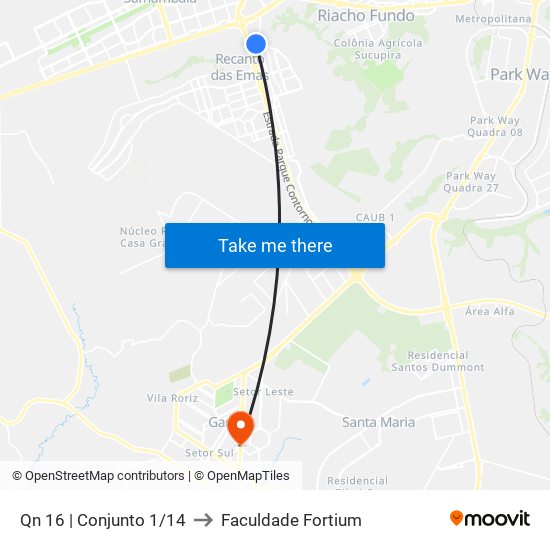 Qn 16 | Conjunto 1/14 to Faculdade Fortium map