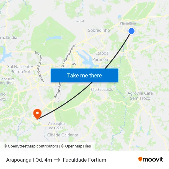 Arapoanga | Qd. 4m to Faculdade Fortium map