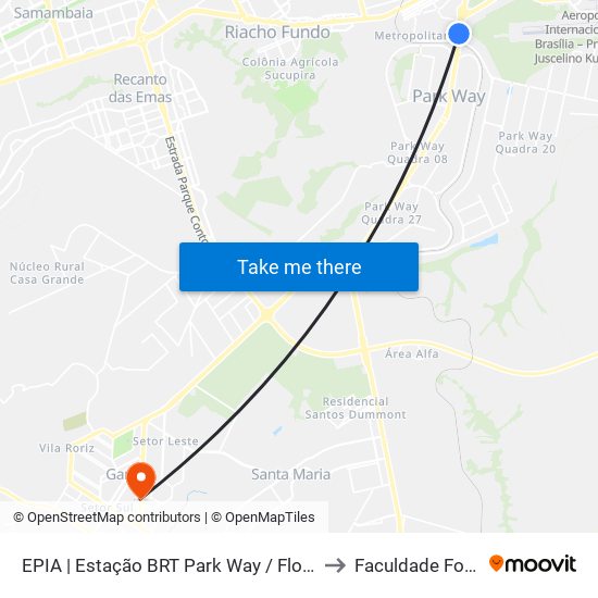 EPIA | Estação BRT Park Way / Floriculturas to Faculdade Fortium map