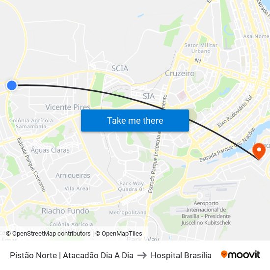 Pistão Norte | Atacadão Dia A Dia to Hospital Brasília map