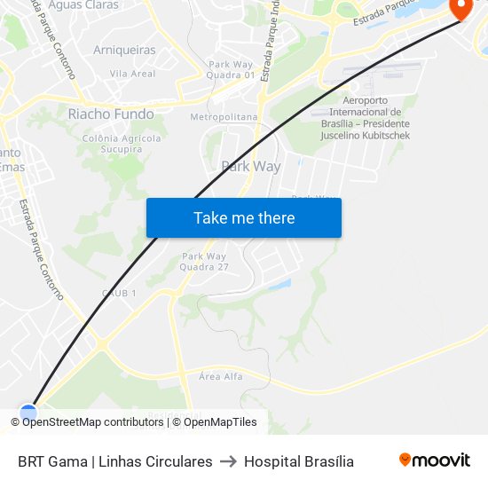 BRT Gama | Linhas Circulares to Hospital Brasília map