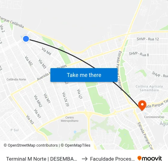 Terminal M Norte | DESEMBARQUE to Faculdade Processus map