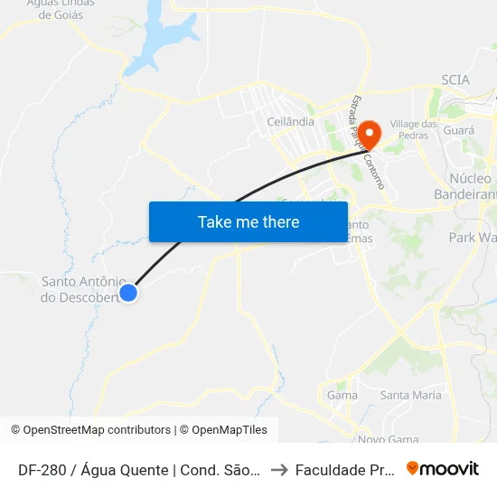 DF-280 / Água Quente | Cond. São Francisco, Qd. 1 to Faculdade Processus map