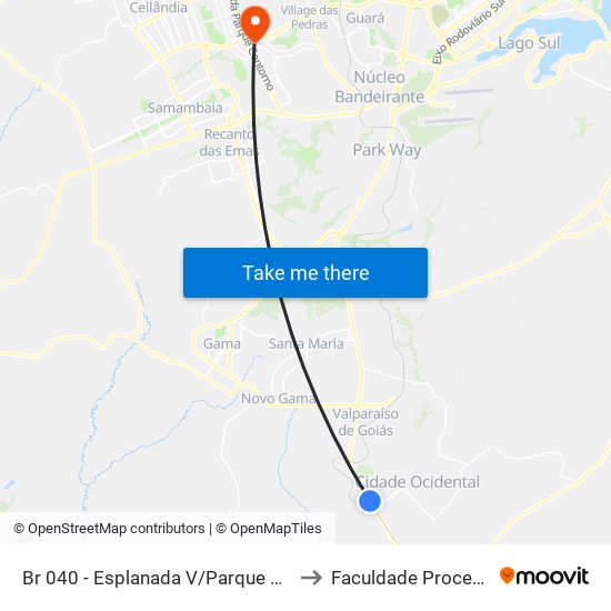 Br 040 - Esplanada V/Parque Marajó to Faculdade Processus map