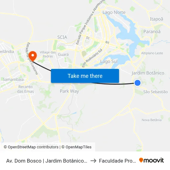 Av. Dom Bosco | Jardim Botânico VI - Portaria I to Faculdade Processus map